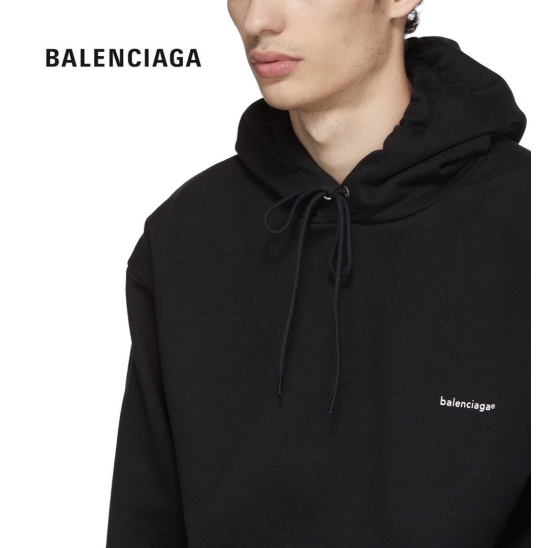 楽天市場】BALENCIAGA small logo hoodie black mens バレンシアガ 
