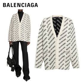 BALENCIAGA Logo cotton and wool-blend cardigan White/Black 2023SS バレンシアガ ロゴ コットン ウールブレンド カーディガン ホワイト/ブラック 2023年春夏