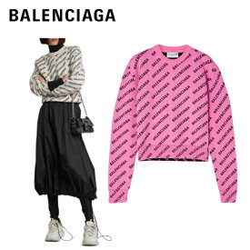 【2colors】BALENCIAGA Logo cotton-blend sweater White,Pink Top 2023SS バレンシアガ ロゴ コットンブレンド セーター ホワイト,ピンク トップス 2023年春夏