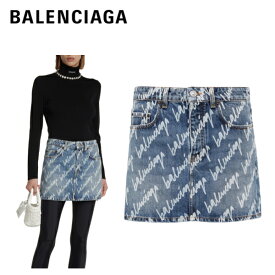 BALENCIAGA Logo denim miniskirt Blue Bottoms 2023SS バレンシアガ ロゴ デニム ミニスカート ブルー ボトムス 2023年春夏