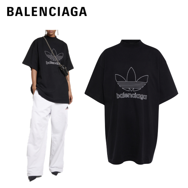 楽天市場】BALENCIAGA × Adidas Logo cotton T-shirt Black Top 2023SS