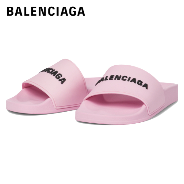 BALENCIAGA logo slides shower sandals shoes pink 2021SS ー バレンシアガ ロゴ  シャワーサンダル シューズ ピンク 2021年春夏 | fashionplate