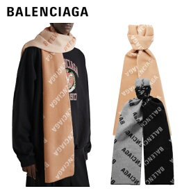 【2colors】BALENCIAGA reversible logo jacquard wool scarf 2021AW バレンシアガ　リバーシブル 2WAY ロゴ ウール マフラー ベージュ ブラック 2021年秋冬