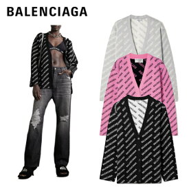 【3colors】BALENCIAGA Intarsia-knit cardigan Black,Gray,Pink 2023SS インターシャニットカーディガン グレー,ピンク,ブラック 2023年春夏