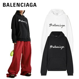【2colors】BALENCIAGA Printed cotton-jersey hoodie White,Black 2023SS プリントコットンジャージーパーカー 2023年春夏