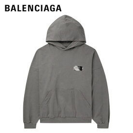 BALENCIAGA Logo-Embroidered Cotton-Jersey Hoodie Gray 2023AW バレンシアガ ロゴ刺繍 コットンジャージー フーディ グレー 2023年秋冬