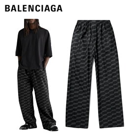 BALENCIAGA Wide-Leg Logo-Print Cotton-Poplin Pyjama Trousers Black 2023AW バレンシアガ ワイドレッグ ロゴプリント コットンポプリン パジャマ パンツ ブラック 2023年秋冬