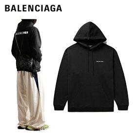 BALENCIAGA Logo-Print Cotton-Jersey Hoodie Black 2023AW バレンシアガ ロゴプリント コットンブレンド ジャージ フーディ ブラック 2023年秋冬