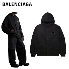 BALENCIAGA Oversized Padded Cotton-Jersey Hooded Bomber Jacket Black 2023AW バレンシアガ オーバーサイズ パッド入りコットンジャージー フード付きボンバージャケット ブラック 2023年秋冬