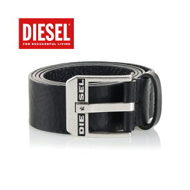 DIESEL Black Leather Belt BLUESTAR ディーゼル ブラック レザーベルト ブラスター 牛革 ロゴ バックル X03728 PR227