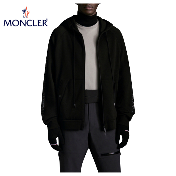 MONCLER Sweatshirt With Zipper Top Black Mens 2021AW モンクレール ジップアップ パーカー  ブラック メンズ 2021年秋冬 | fashionplate