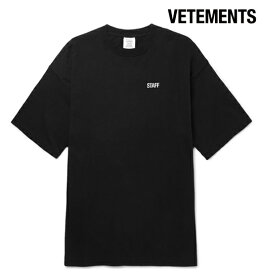 Vetements ヴェトモン 2017-2018年秋冬新作 Staff Printed Cotton-Jersey T-Shirt Black メンズ Tシャツ 半袖 トップス
