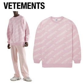 VETEMENTS Logo-Intarsia Cotton Sweater Mens 2021SS ヴェトモン ロゴ インターシャ コットン セーター ピンク メンズ 2021年春夏