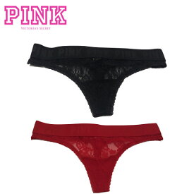 VICTORIA'S SECRET PINK Thong Underwear Ladys Black/Red 2020SS ビクトリアシークレット ピンク Tバック アンダーウェア 下着 ブラック/レッド レディース 2020年春夏