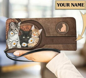 猫 猫柄 長財布 名入れ 財布 かわいい オーダーメイド ねこ ネコ グッズ 雑貨