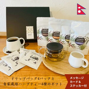 【ハーブティー4種と完熟コーヒードリップバッグ4Pのギフトセット】クリスマス お歳暮 冬ギフト誕生日プレゼント ティーパック ハーブティー 手軽 ジュナールピールトゥルシー シナモンリ