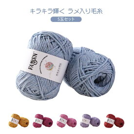 ラメ入り ラメ糸 手芸 5玉セット あみもの 毛糸 編み物 送料無料 春夏 秋冬 手編み かぎ針編み 棒針編み 手あみ 送料無料 ハンドメイド 手作り 帽子 マフラー スヌード ストール セーター
