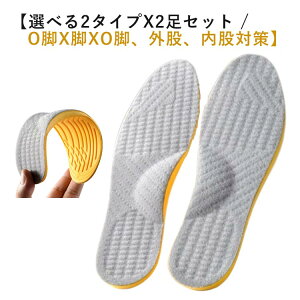 インソール インソール XO脚 矯正 アーチサポート O脚 扁平足 【2足セット】 中敷き 靴 足裏 2タイプ 衝撃吸収 傾斜付き 美脚 外反足 外股 内股 改善 サポーター アーチ メンズ レディース 姿勢
