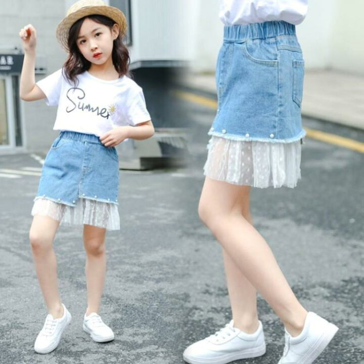 楽天市場 送料無料デニムスカート 子供服 スカート フレアスカート ミディアムスカート デニム ウエストゴム レース付き 色落ち ウォッシュ加工 お洒落 カジュアル 女の子 女児 ガールズ ボトムス 夏新作 Fast Fashion 楽天市場 送料無料デニムスカート 子供服 スカート フレアスカート ミディアムスカート デニム ウエストゴム レース付き 色落ち ウォッシュ加工 お洒落 カジュアル 女の子 女児 ガールズ ボトムス 夏新作 Fast Fashion