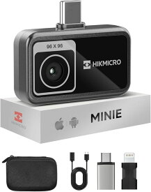 HIKMICRO MiniE スマホ対応 サーマルカメラ 小型 赤外線 サーモグラフィカメラ SuperIR 画像強化 25Hzフレームレート iPhone 15/16 対応 スマートフォン タブレット iOS Android USB-C Lightning 熱画像キャプチャー カメラ 持ち運び便利 アイフォン 赤外線カメラ iphone