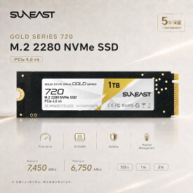 【国内正規品・5年保証】SUNEAST GOLD シリーズ M.2 2280 SSD PCIe Gen4.0 × 4 NVMe SSD 512GB / 1TB / 2TB 内蔵SSD 3D NAND（TLC）耐久性 PS5 SSD M.2 Type 2280 3D TLC 耐衝撃 衝撃に強い NVMe M.2 ssd gen4 メーカー保証付き