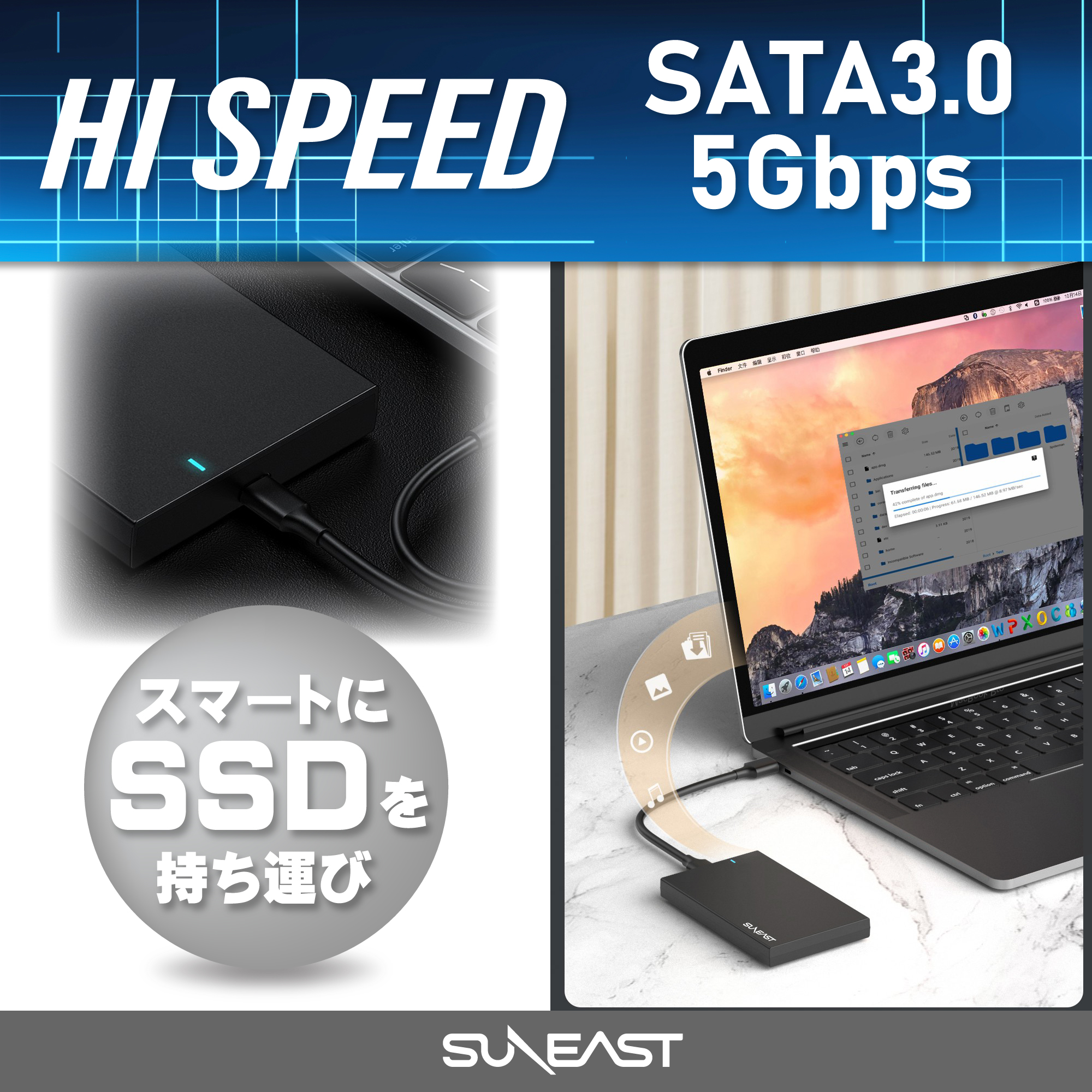 楽天市場】SUNEAST (サンイースト) 2.5インチ HDD SSD 外付け用ケース