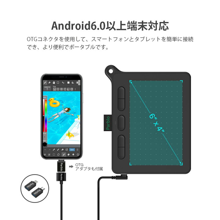 楽天市場 Parblo Ninos S ペンタブ 6x4インチ Android6 0以上 充電不要ペン 8192レベル筆圧 エクスプレスキー オンライン授業 会議 Osuゲーム イラスト練習 ブラック Sサイズ 送料無料 Fastsalesdirect