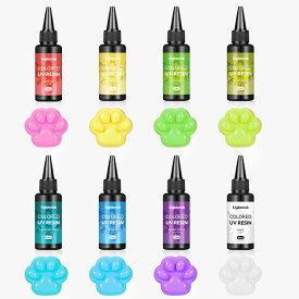 【送料無料】LIGHTWISH UVレジン液 UV-LED対応 50ml*8本 透明色 大容量 カラーUVレジン レジン液 光沢 急速硬化 ほぼ無臭 手芸 DIY 手作り 低アレルギー性