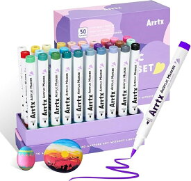 Arrtx アクリルマーカー 30色 アクリル絵の具 高付着性 高隠蔽色 滲まない 防水性 カラーペン 良質繊維 生地 イラスト 羽子板 3Dプリンター プラモデル ジオラマ用 ガラス 金属 DIY ペイント 防水 速乾 画材 絵の具 クリスマス　プレゼント