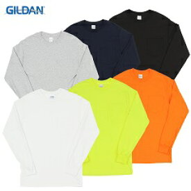 GILDAN 2XL ポケット付き ロングスリーブ Tシャツ ビッグサイズ 大きい XXL ロンT ポケティー ポケットロンティー 蛍光 ネオンカラー レトロ ダンス 無地ボディー メンズ レディース 長