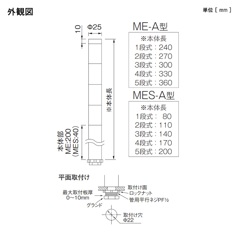 楽天市場】パトライト ME-302A-RYG LED超小型積層信号灯 Φ25 DC24V 3段