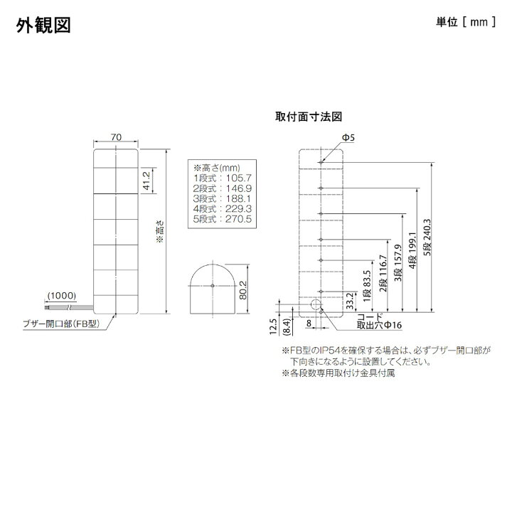 楽天市場】パトライト WME-302D-RYG LED壁面取付け積層信号灯 DC24V 3 