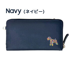Fave フラワーシュナ 3way スマホケース付 お財布ポシェット レディース ショルダーバッグ クラッチバッグ 財布 スマホケース 長財布 ラウンドファスナー カードポケット 札入れ 小銭入れ ミニシュナ ミニチュアシュナウザー シュナウザー シュナ 犬 母の日
