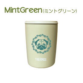 【新商品】【WankoFace】 パグ サーモス 蓋つき タンブラー 300ml 保温 保冷 ステンレス マグカップ ふた スライド ワンタッチ 真空 断熱 二重構造 オリジナル ブルドッグ 犬 ペット