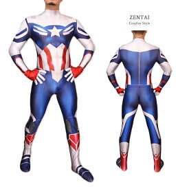 Zentai トリコ ファスナー付き 全身タイツ 青 赤 白 ボディースーツ アメコミ アニメ ゲーム コスプレ ヒーロー 全タイ 大人用 仮装 コスチューム マッチョ 衣装 cosplay ハロウィン GT-LINE Favolic