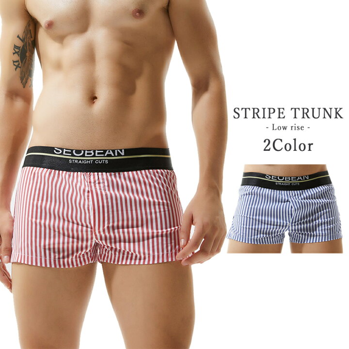 楽天市場 ストライプ トランクス ローライズ ボクサー メンズ ブリーフ セクシー スリット コットン 3d 下着 部屋着 男性 オシャレ もっこり プリケツ かっこいい Gtline Favolic ファボリック Favolic