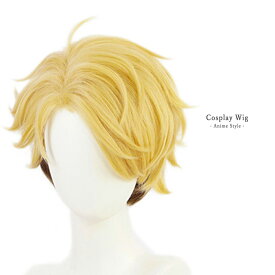 ウィッグ ゴールド バイカラー コスプレ アニメ ショート 男女兼用 メンズ レディース 耐熱 ダンス 仮装 ハロウィン かつら COSPLAY 撮影道具 文化祭 学園祭 演劇 小物 Favolic