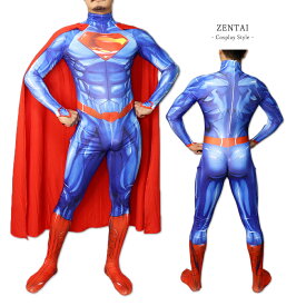 Zentai スーパーマン ヒーロー アメコミ ゼンタイ ファスナー付き ヒーロー 全身タイツ ボディースーツ Superman コスプレ 大人用 仮装 コスチューム 衣装 cosplay ハロウィン GT-LINE Favolic