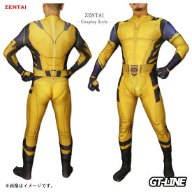 Zentai ヒーロー イエロー 狼男 コスプレ オオカミ男 ウルフ 戦闘服 ゼンタイ ファスナー付き 全身タイツ 大人用 仮装 コスチューム 衣装 cosplay ハロウィン GT-LINE Favolic