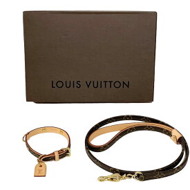 【美品】LOUIS VUITTON ルイヴィトン レッス バクスターMM コリエ バクスターMM モノグラム M58056 M58071 犬 リード 首輪 セット イニシャル入り W 箱 保存袋【中古】