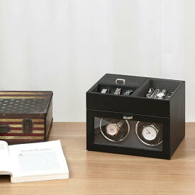 ワインディングマシーン 高級ウォッチワインダー 静音モーター搭載 2台用&8収納 腕時計収納ケース 男女の腕時計は全部使えます 静音設計 LEDライト付き