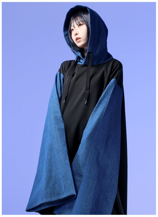 楽天市場】【予約商品】BLACK×denimBLUEのペンギン袖ロングパーカー 