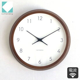 加藤木工 カトモク 壁掛け時計 日本製 KATOMOKU muku round wall clock 7 ブラウン 電波時計 曲木時計 木製 スイープムーブメント KM-60BRC