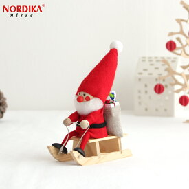 ノルディカニッセ そりに乗ったサンタ フェルトシリーズ 赤 NORDIKA nisse クリスマス 雑貨 木製 人形 北欧 NRD120072