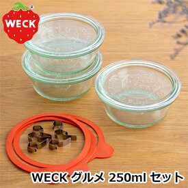 WECK グルメ 250ml セット 3個セット ゴムパッキン ステンレスクリップ ウェック 保存容器