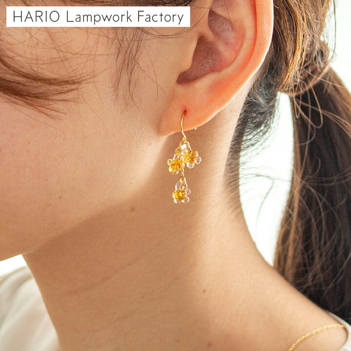 楽天市場】ハリオ ピアス ひとふさのミモザ 花 イエロー ロングピアス 