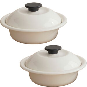 野田琺瑯 鍋 ココナベ 個々鍋 小 2個セット 19cm 蓋付き ここなべ 琺瑯鍋 ホーロー鍋 万能鍋 直火対応 ガス火対応 IH対応 1人用 日本製