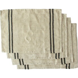 ランチョンマット リネン Wストライプ 4枚セット 洗える テーブルマット プレースマット 食卓 麻 布 キッチンクロス キッチンタオル Sankara. サンカラ