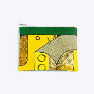 日本製 ポーチ 小物入れ フラットポーチ ちょうちょといぬ|アーティスト しまむらひかり|国産リネンキャンバス 近江麻 Linen FAVORRIC フェイバリック コスメポーチ カード入れ 小さめ おし