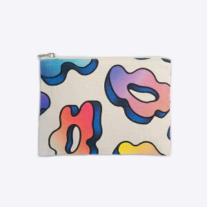 日本製 ポーチ 小物入れ フラット リネンポーチ | フニャのフラワー|アーティスト millitsuka|国産リネンキャンバス 近江麻 Linen FAVORRIC フェイバリック コスメポーチ カード入れ 小さめ お